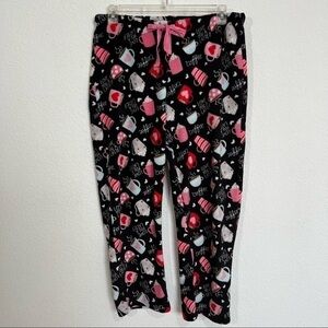 Pillow Talk "Love You A Latte" Fleece Coffee Festive Valentine PJ Sleep Pants